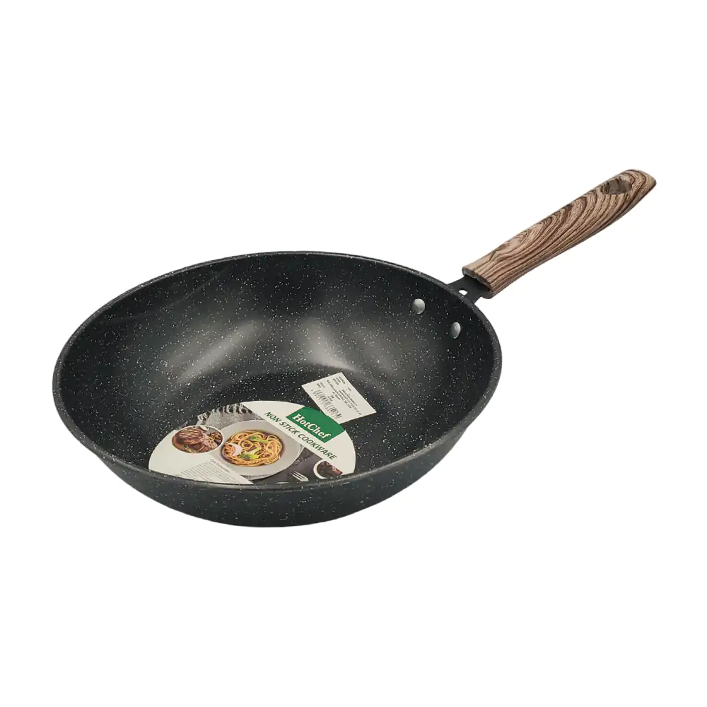 Sartén wok hotchef antiadherente de 25.5cm en color negro con mango t…