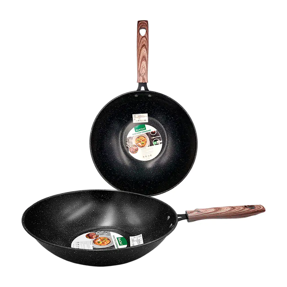 Sartén wok hotchef antiadherente de 30cm en color negro con mango tip…