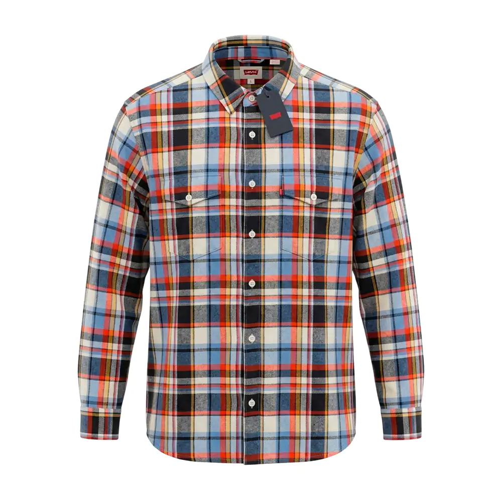 Camisa relaxed levis de franela, cuadros tricolores, variedad de tall…