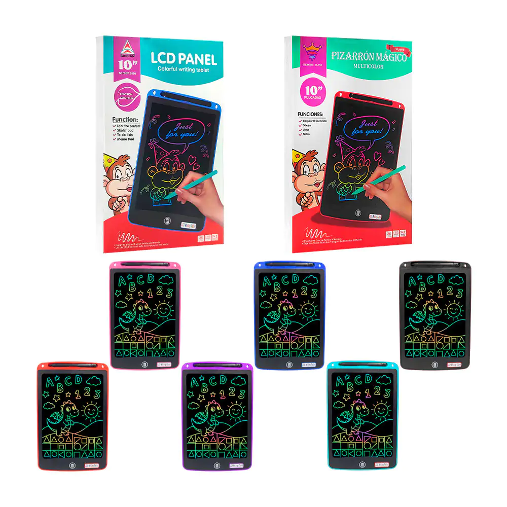 Pizarrón mágico de 10in, fondo multicolor + lápiz, variedad de colore…
