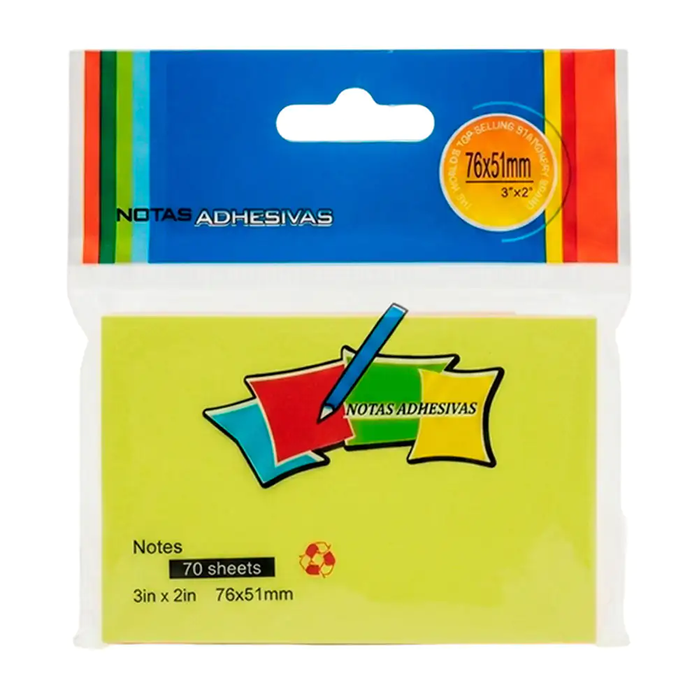 Paquete con 70 post it notas adhesivas rectangulares de 76x51mm, vari…