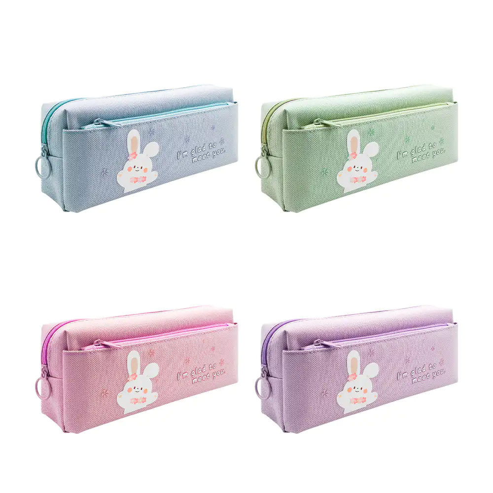 Estuche - lapicera de 2 compartimentos con estampado de conejito, var…