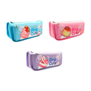 Estuche - lapicera de 2 compartimentos con estampado de postre, varie…