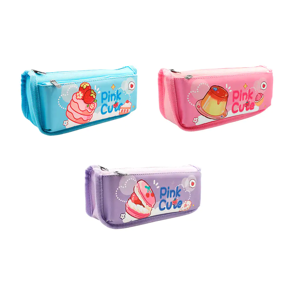 Estuche - lapicera de 2 compartimentos con estampado de postre, varie…