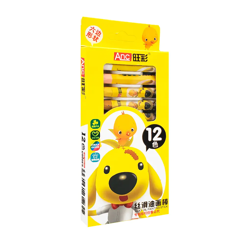 Paquete con 12 crayones en forma hexagonal con estampado de animalito…