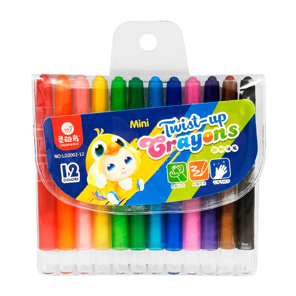 Estuche con 12 crayones retráctiles de colores / mini twist-up crayon…