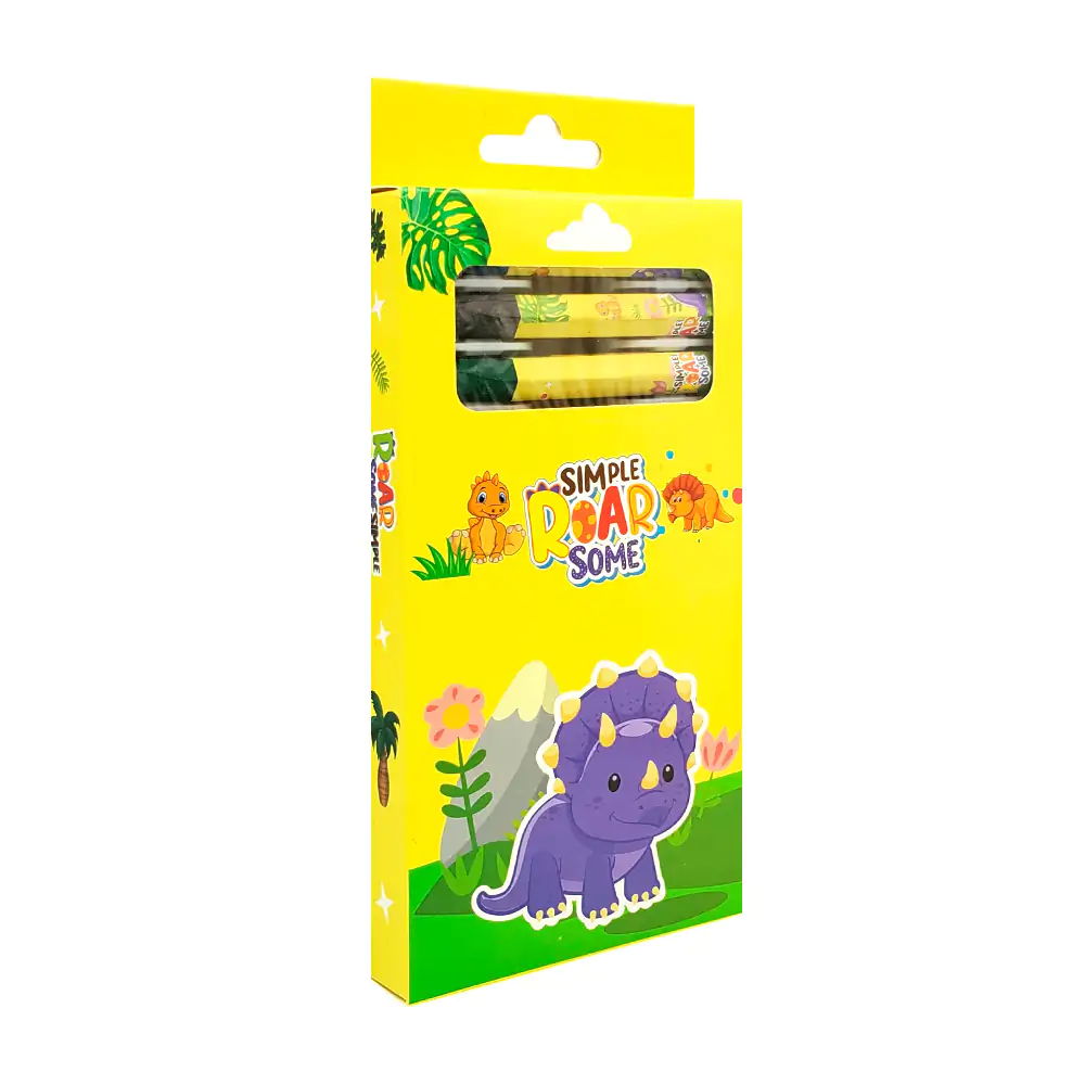 Caja con 12 crayones en forma hexagonal con estampado de dinosaurios …