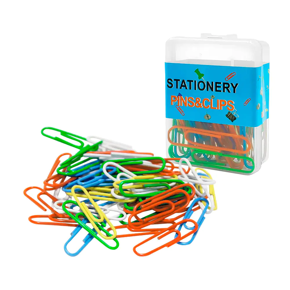 Estuche con 50 clips grandes de colores / stationery / pins y clips /…