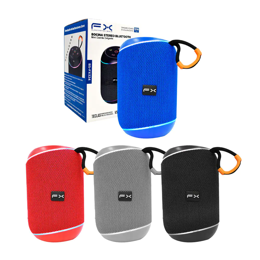Bocina fx cilíndrica bluetooth con luz rgb y agarradera, variedad de …