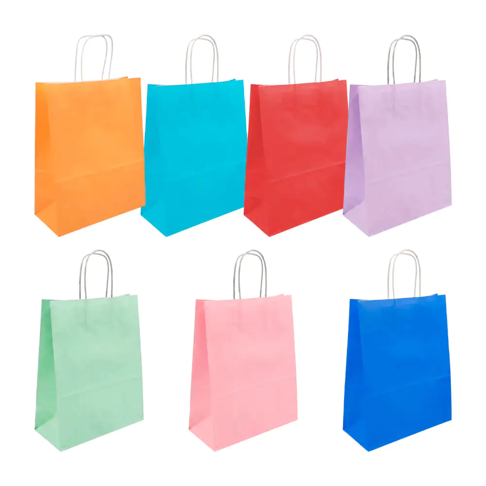 1pza Bolsa de papel grande para regalo con agarradera y color liso, v…
