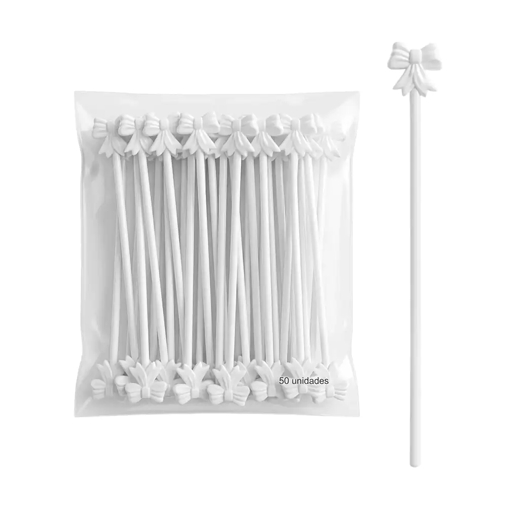Paquete de porta globos con moño de plastico + popotes 50 pzas / bt-2…
