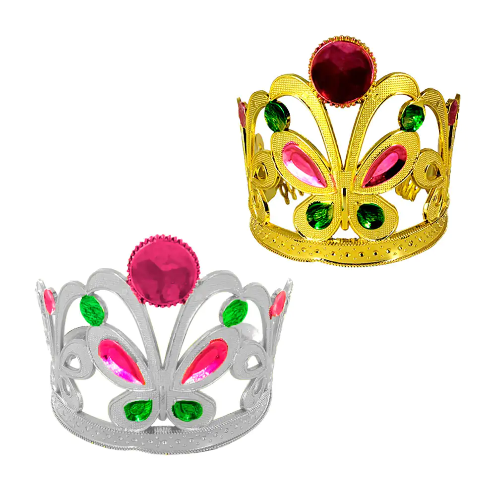 1pza Corona de princesa diseño de mariposa, variedad de colores / bt-…