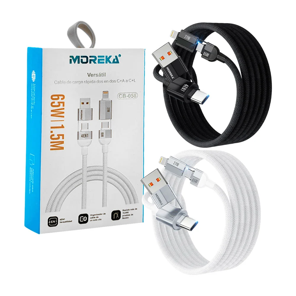 Cable tipo c a tipo c con adaptadores usb y linghtning y recubrimient…