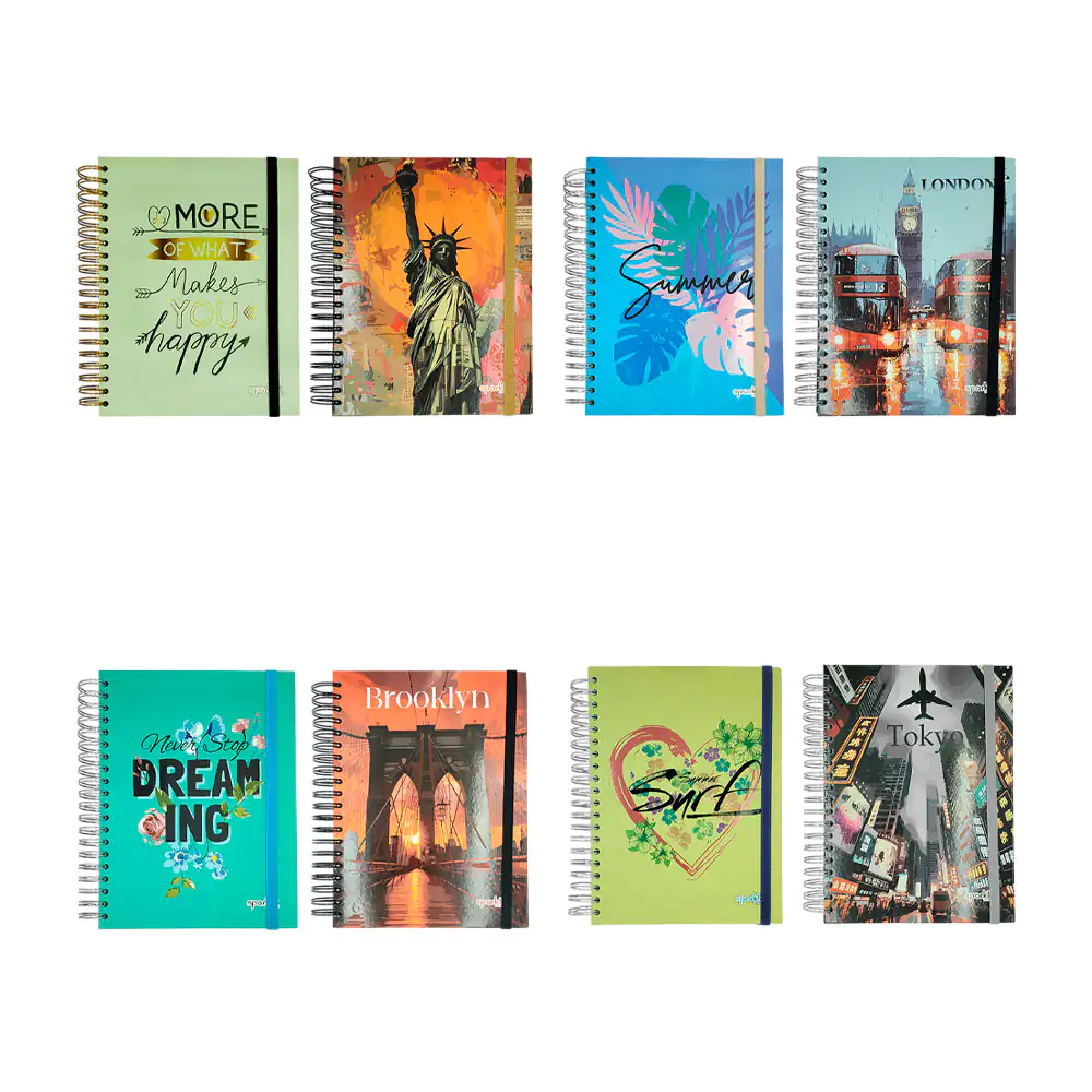 Cuaderno profesional, pasta dura con 200 hojas, doble espiral metálic…