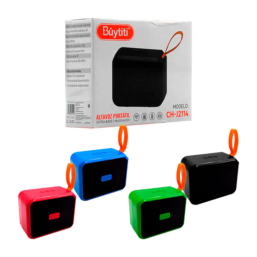 Mini bocina inalámbrica bluetooth cuadrada buytiti + asa, variedad de…
