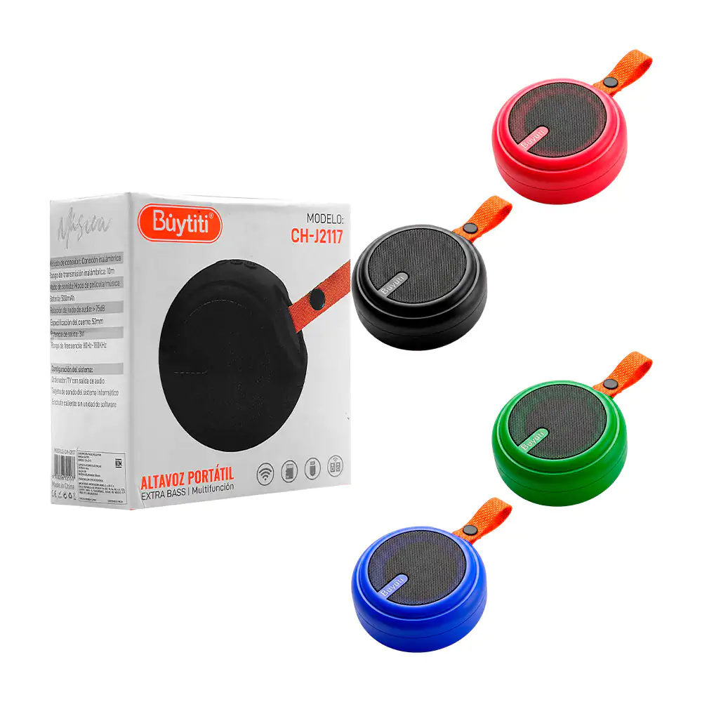 Bocina portátil inalámbrica bluetooth buytiti circular con agarradera…