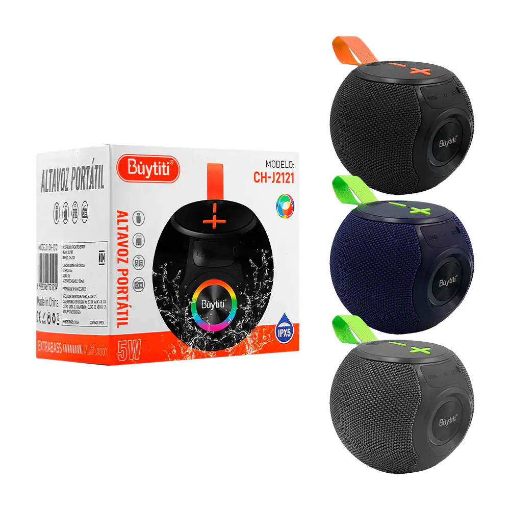 Bocina esférica inalámbrica bluetooth buytiti con iluminación rgb + a…