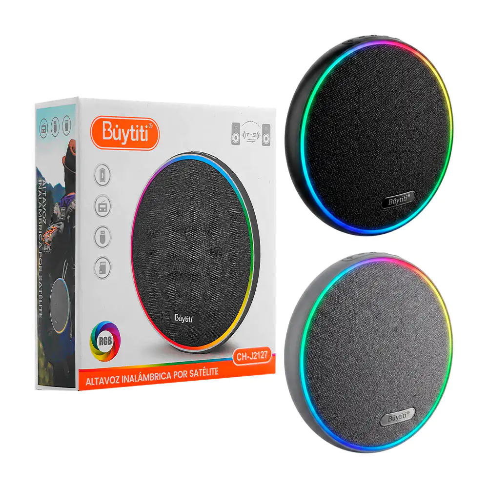 Bocina inalámbrica bluetooth buytiti plana con contorno rgb, variedad…