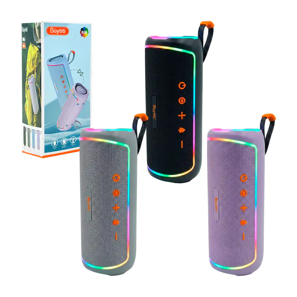 Bocina inalámbrica bluetooth buytiti triangular con tiras rgb + asa, …