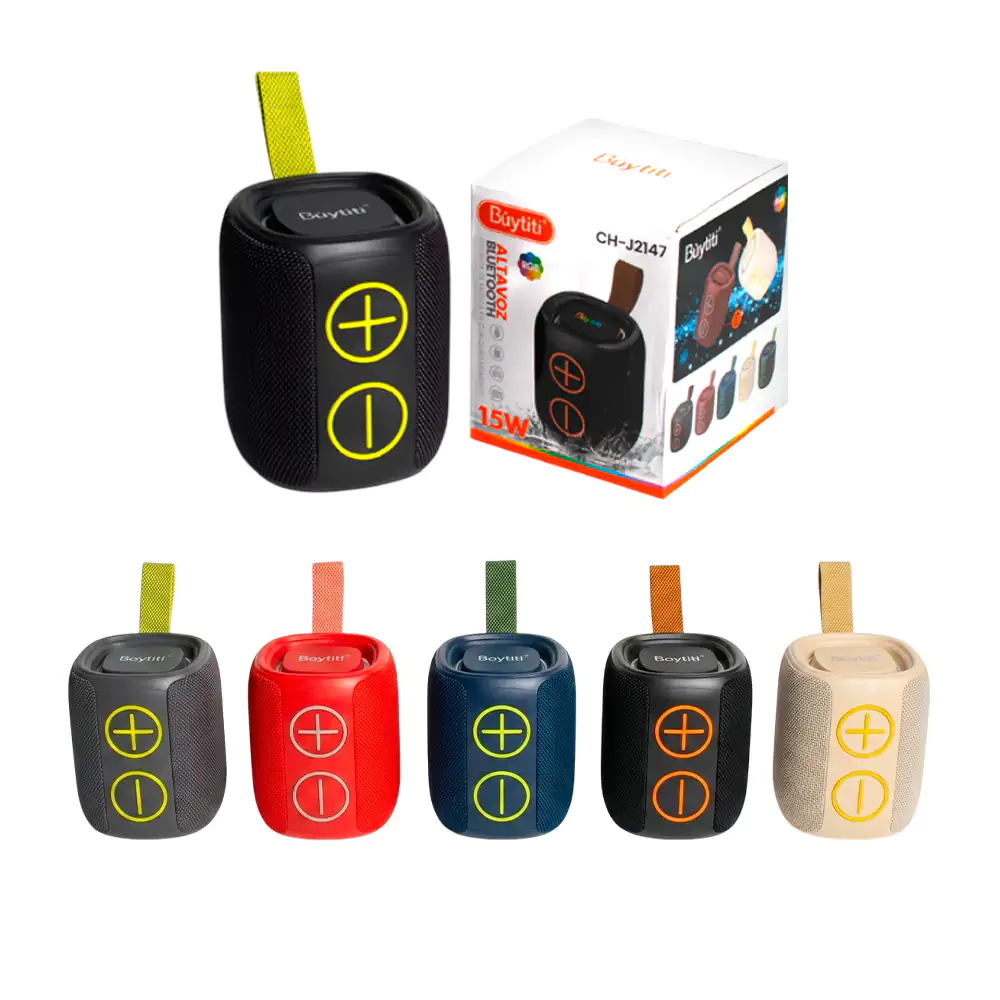 Bocina portátil inalámbrica bluetooth buytiti con luz rgb + asa, vari…