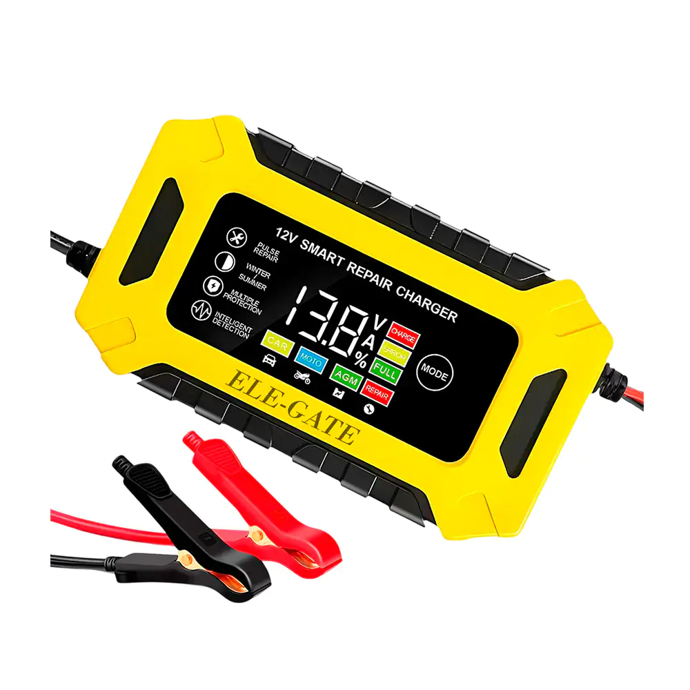 Cargador de bateria inteligente para coche 12v 6a + pinzas pasa corri…