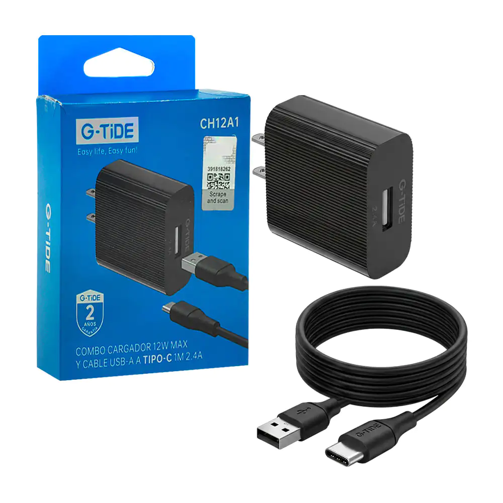 Combo cargador g-tide de 12w con cable usb-a a usb-c de 1 metro / ch1…