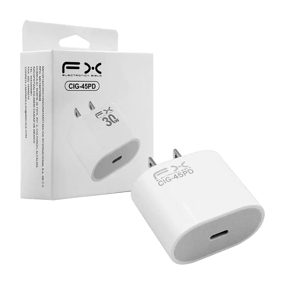 Cubo cargador fx de 30w con entrada tipo c / cig-45pd