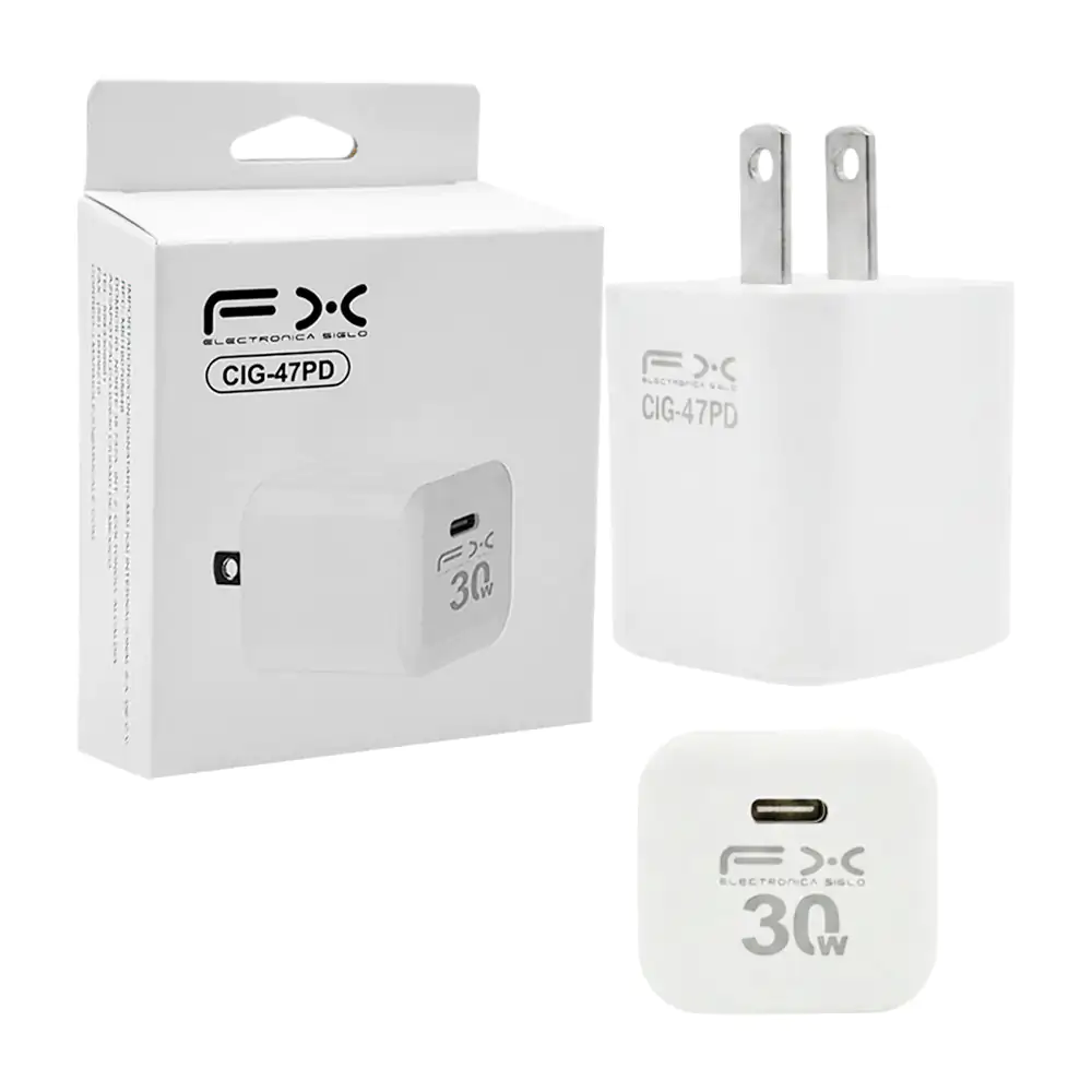 Cubo cargador fx de 30w con entrada tipo c / cig-47pd