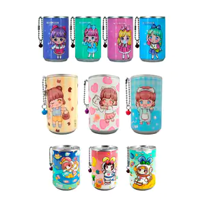 Mini lata con 30 toallitas desmaquillantes, estampado de muñeca kawai…