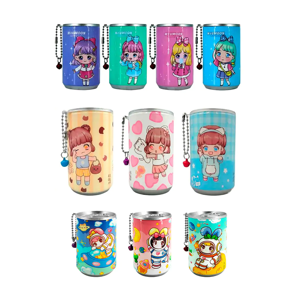 Mini lata con 30 toallitas desmaquillantes, estampado de muñeca kawai…