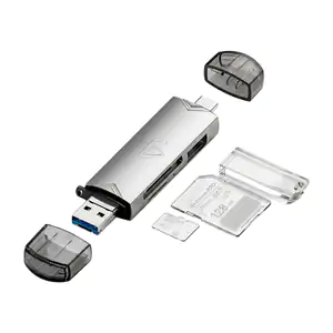 Adaptador 6 en 1 lector de tarjetas con doble salida usb tipo c y usb