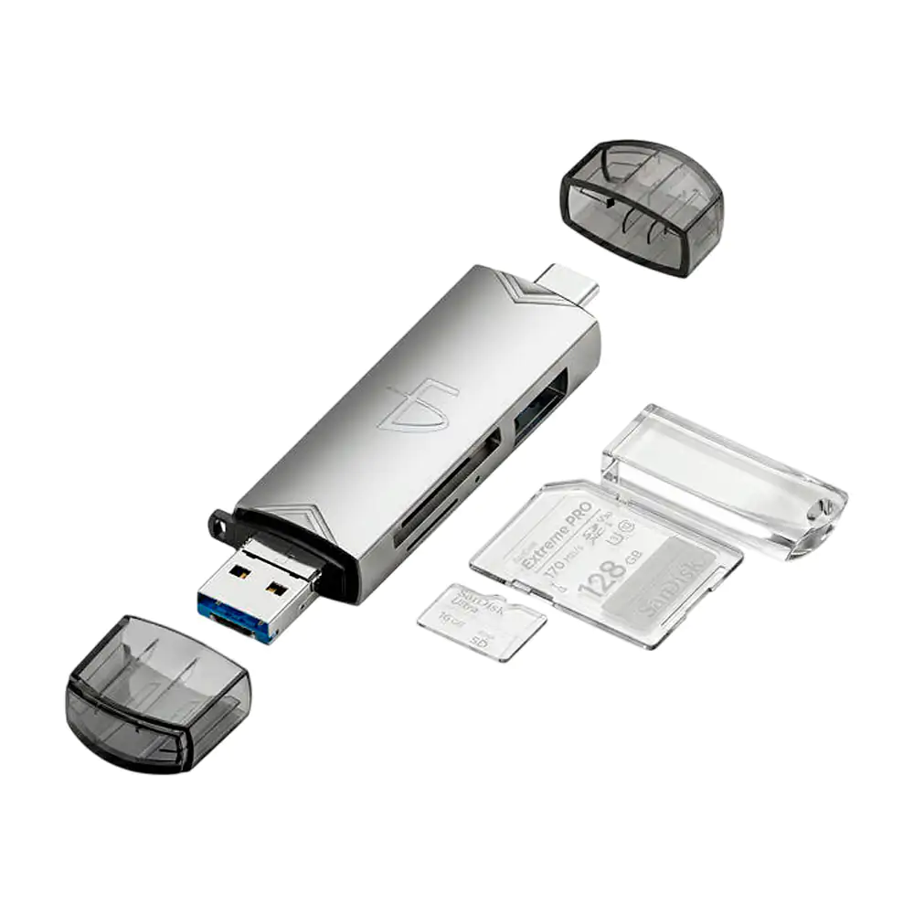 Adaptador 6 en 1 lector de tarjetas con doble salida usb tipo c y usb