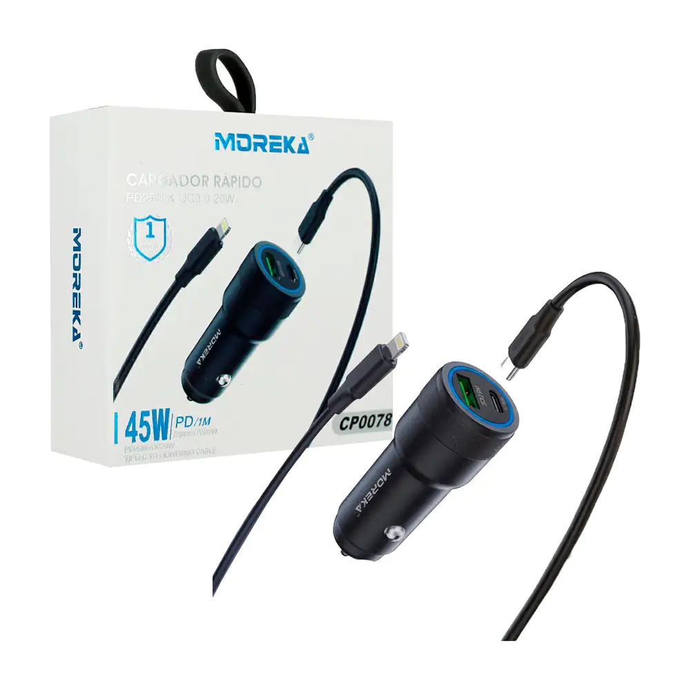 Cargador para carro de 45w entrada usb y tipo c y cable con entrada t…