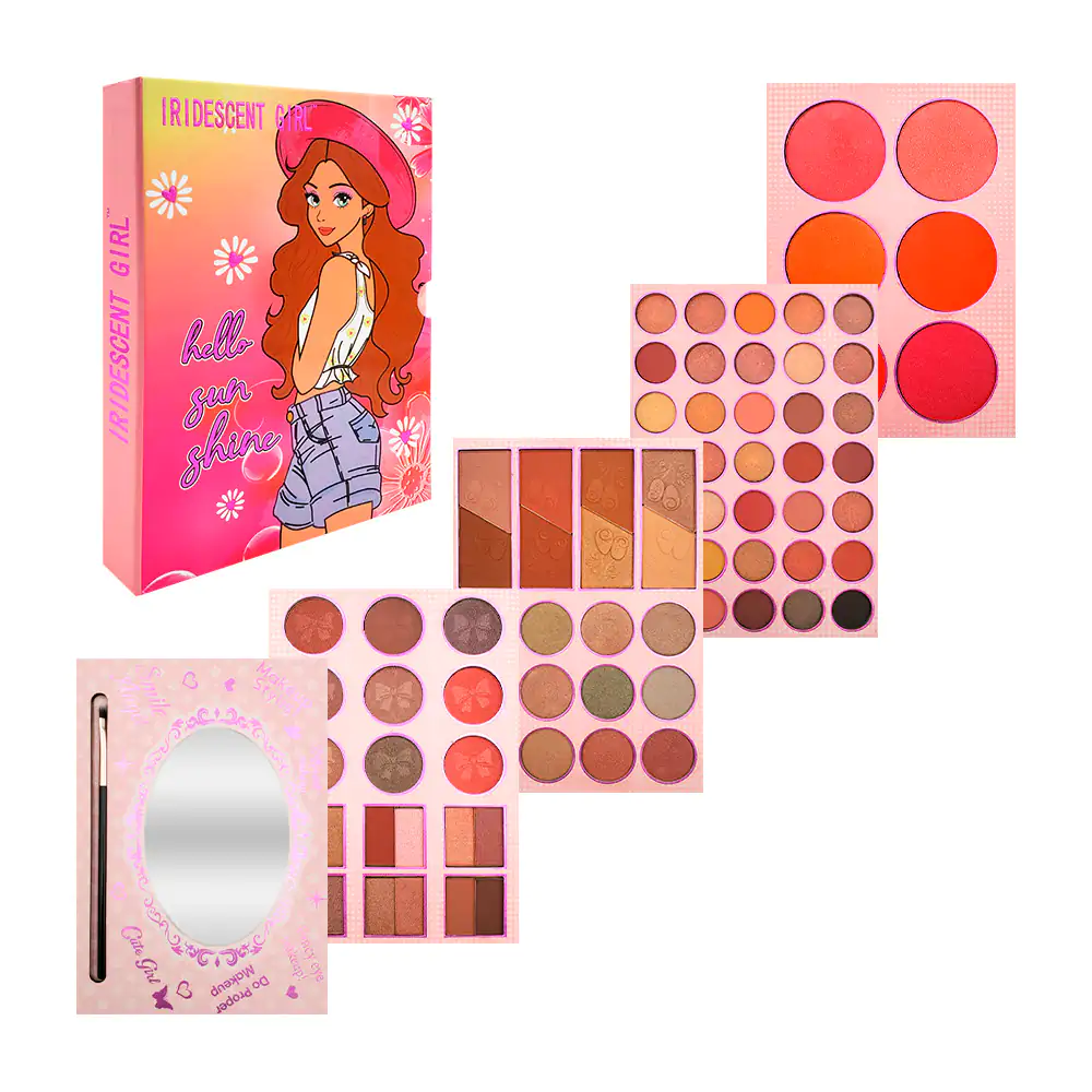 Paleta de sombras con 82 tonos diferentes, espejo + brocha, estampado…