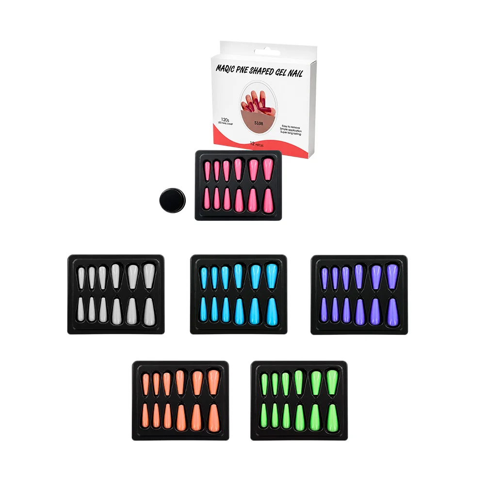Set de 12 uñas postizas + pegamento, variedad de colores / magic pne …