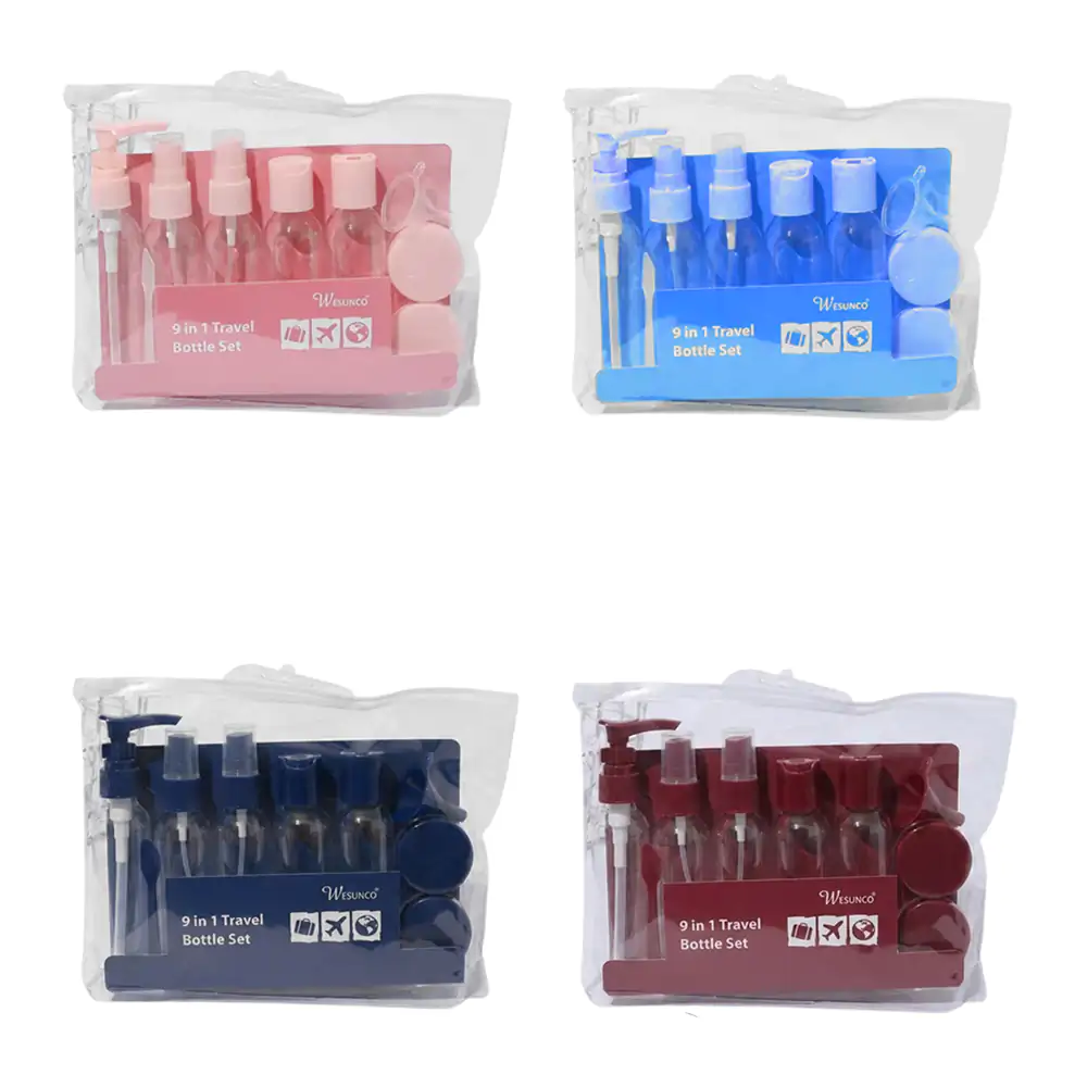 Set de viaje 9 en 1 con 5 botellas, 2 contenedores + accesorios, vari…