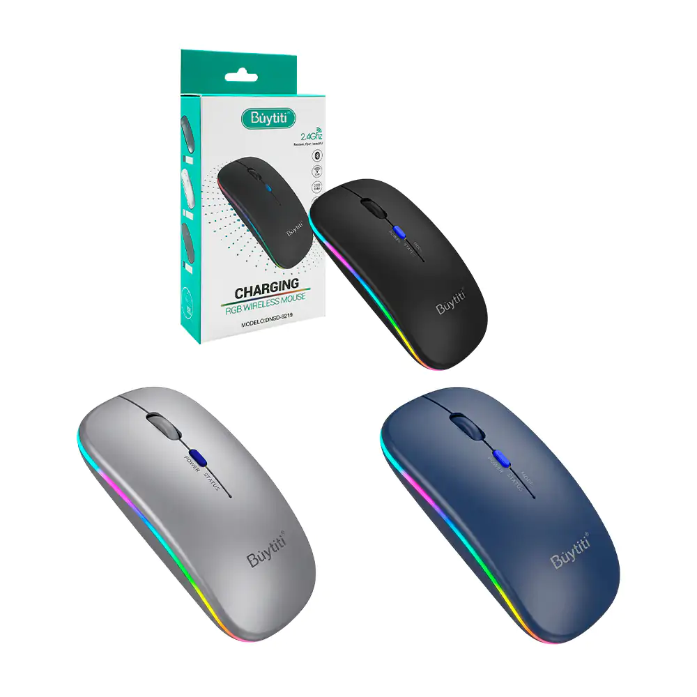Mouse inalámbrico con diseño ergonómico y silencioso con luz rgb / dn…