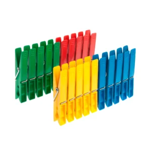 Paquete con 24 pinzas de plástico para tender ropa, variedad de color…