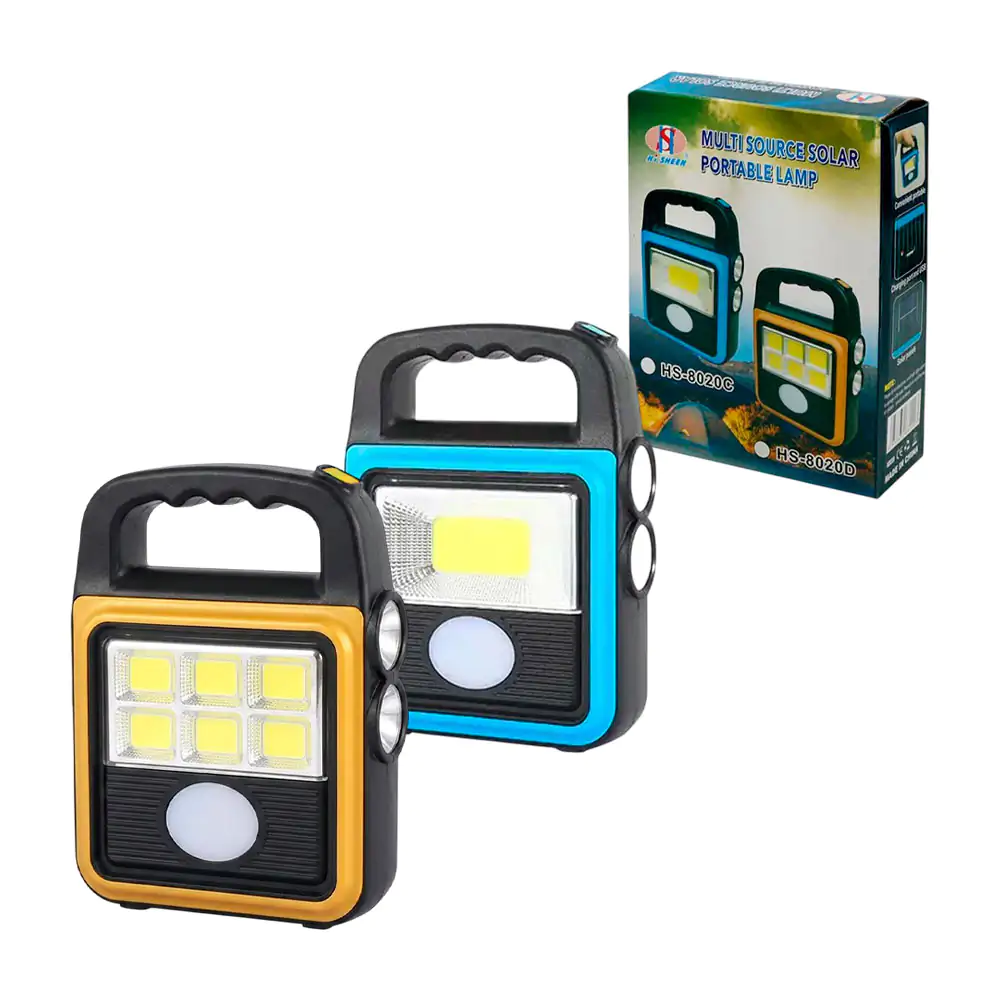 Lámpara linterna recargable multifuncional con panel solar / hs-8020c…