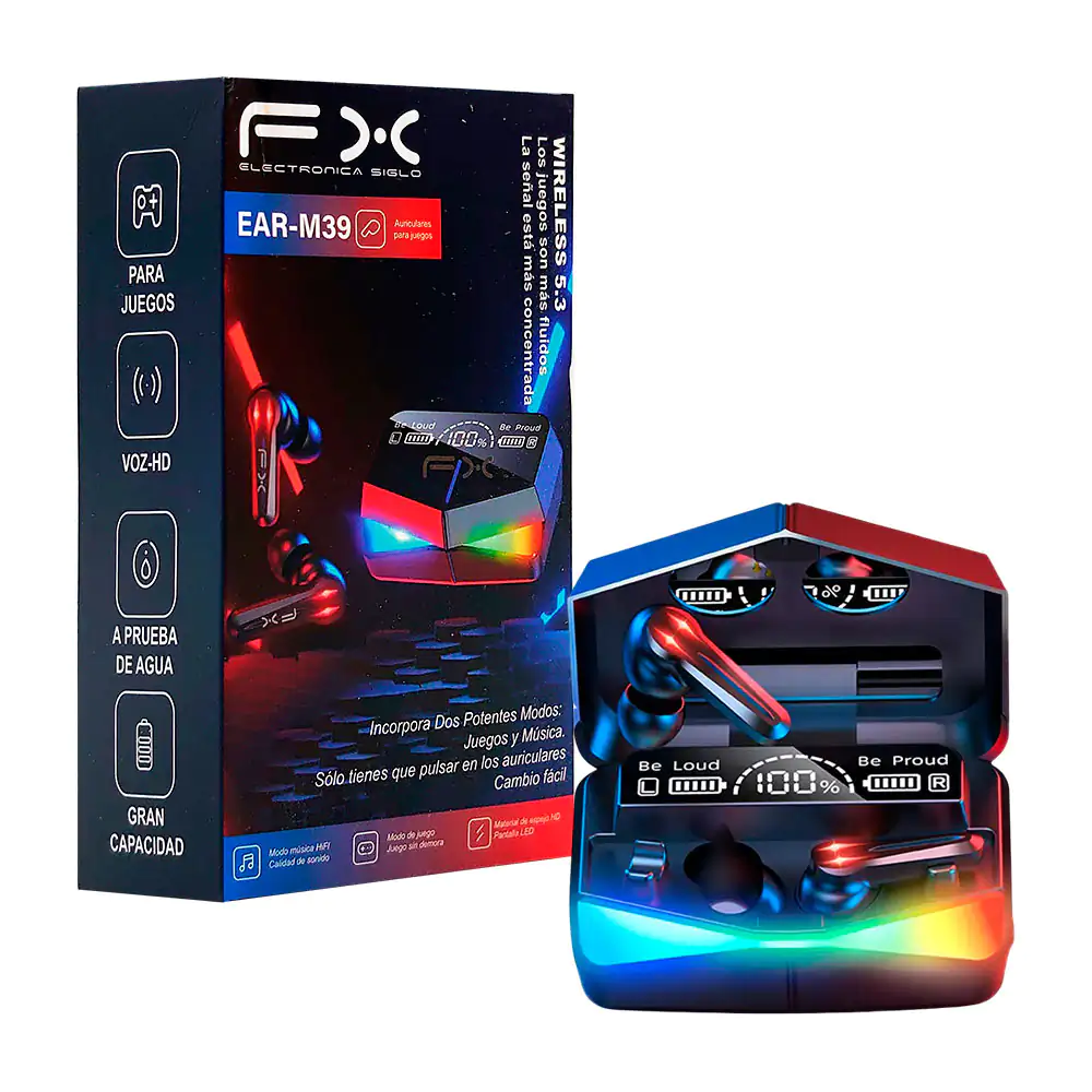 Audífonos inalámbricos fx con diseño gamer, iluminación rgb + indicad…