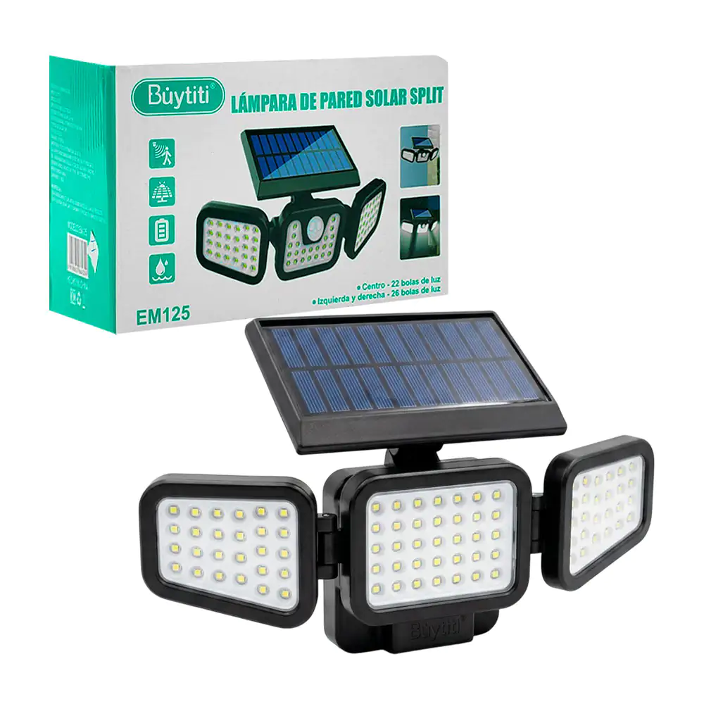 Lámpara solar buytiti, ajustable para exterior con triple panel led y…