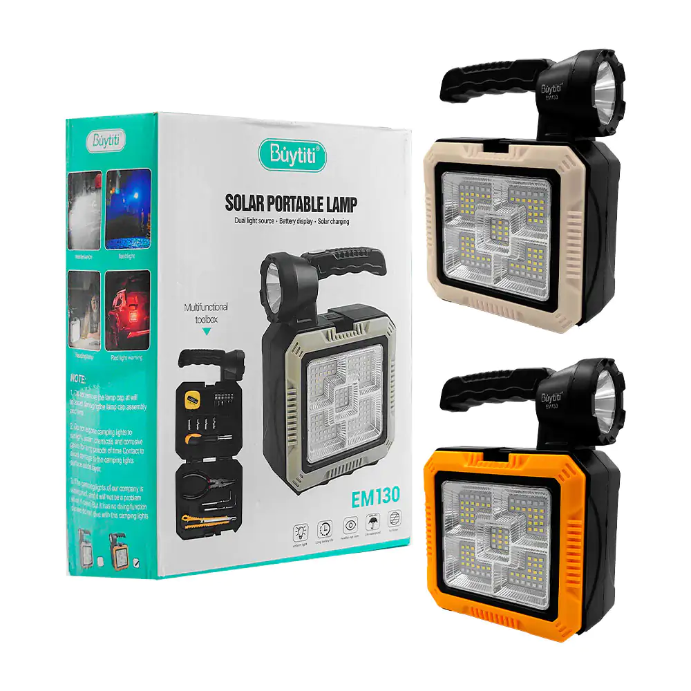 Lámpara tipo linterna buytiti recargable, panel solar + set con 6 her…