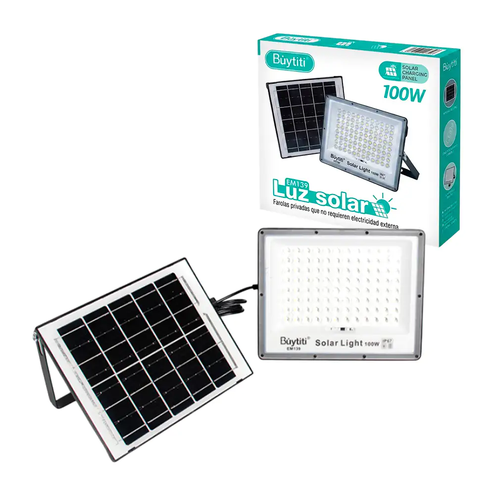 Reflector solar buytiti de 100w recargable con panel solar + control …