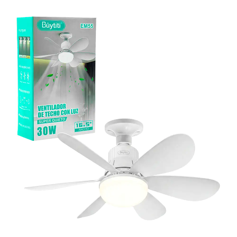 Lámpara ventilador para techo buytiti de 16.5 pulgadas y 30w, luz aju…