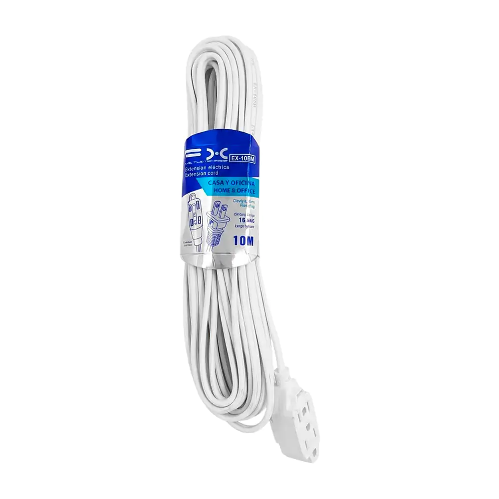 Extensión fx blanca de uso doméstico de 10m con 3 conectores / ex-10bm