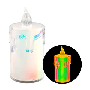 1pz Vela transparente de 8cm de luz cálida con efecto tornasol