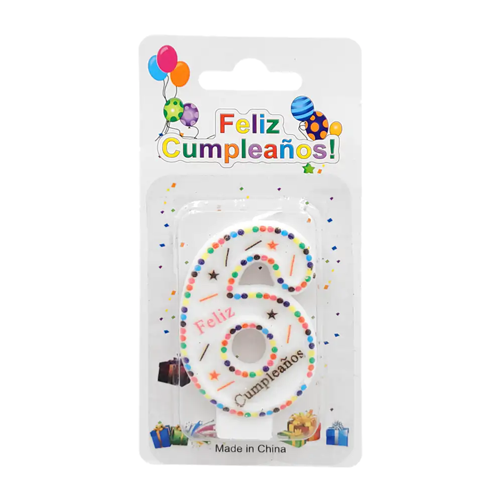 Vela de cumpleaños del numérica con diseño de puntos de colores y fra…