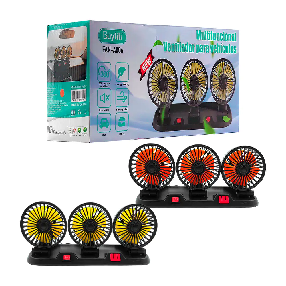 Juego con 3 ventiladores buytiti para coche o escritorio, rotación 36…