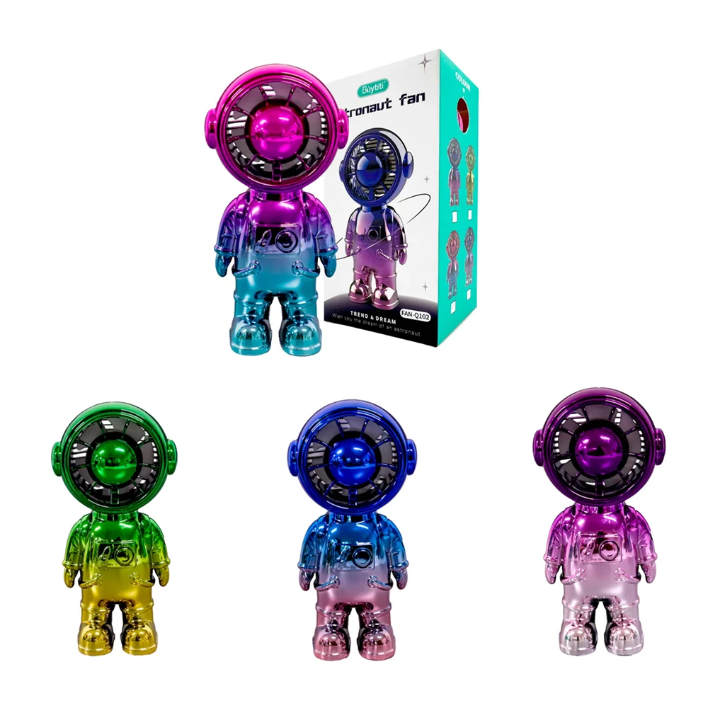 Mini ventilador recargable portátil bicolor con diseño de astronauta,…