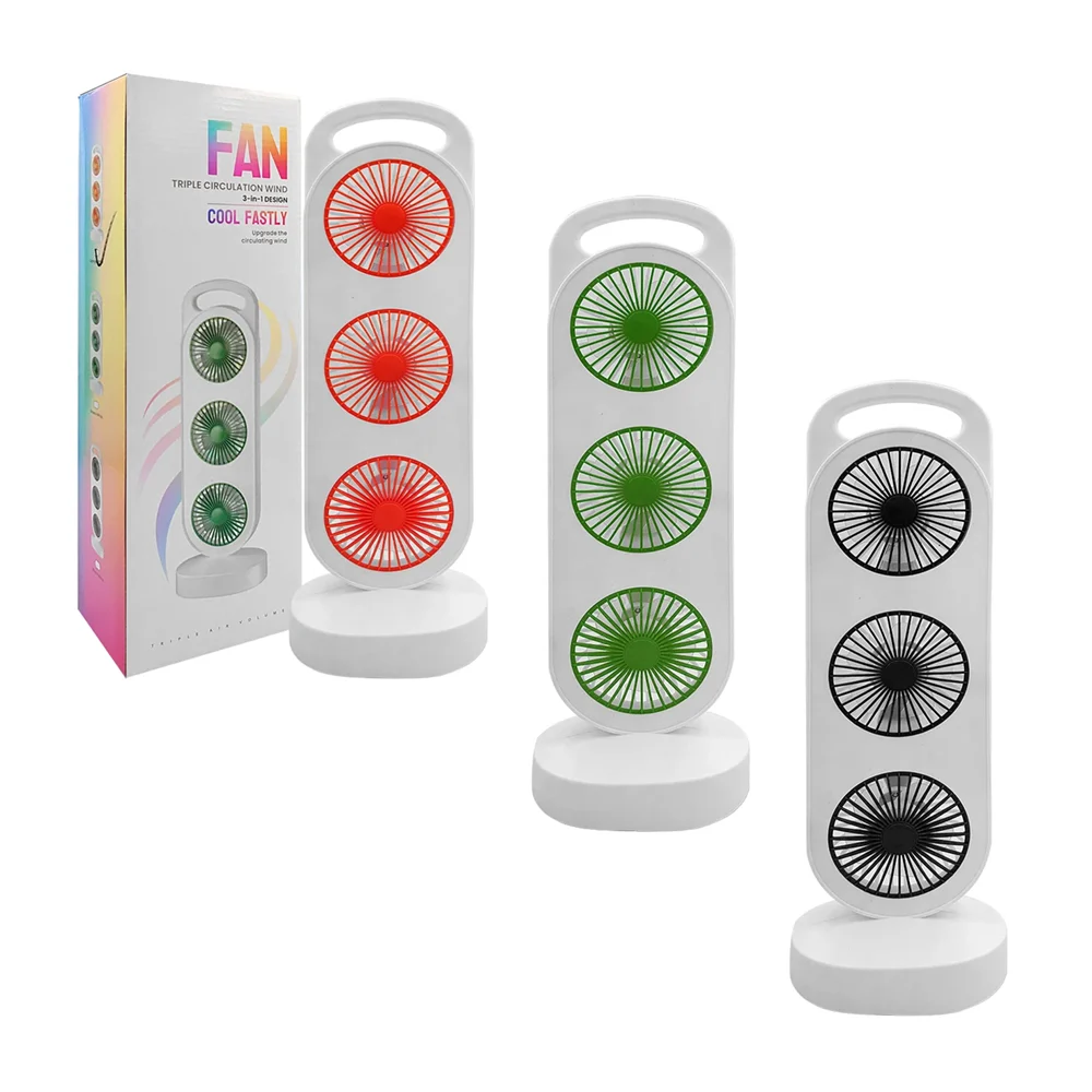 Torre de 3 ventiladores pequeños de plástico, con 3 velocidades y ent…